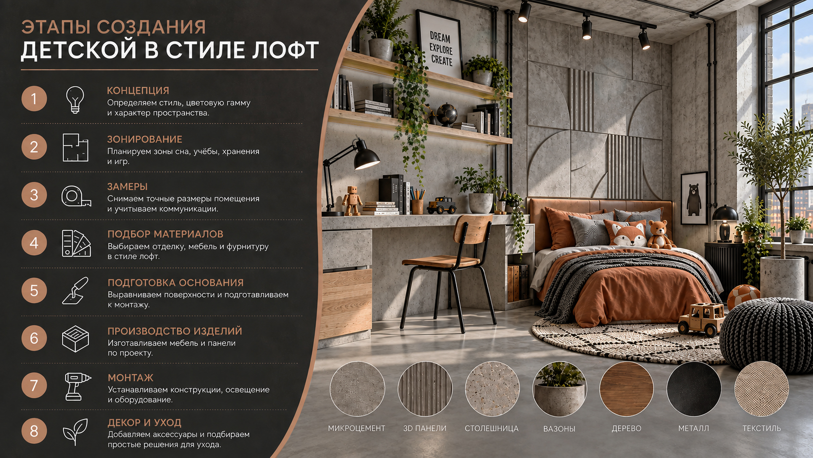 Особенности стиля лофт для детской комнаты