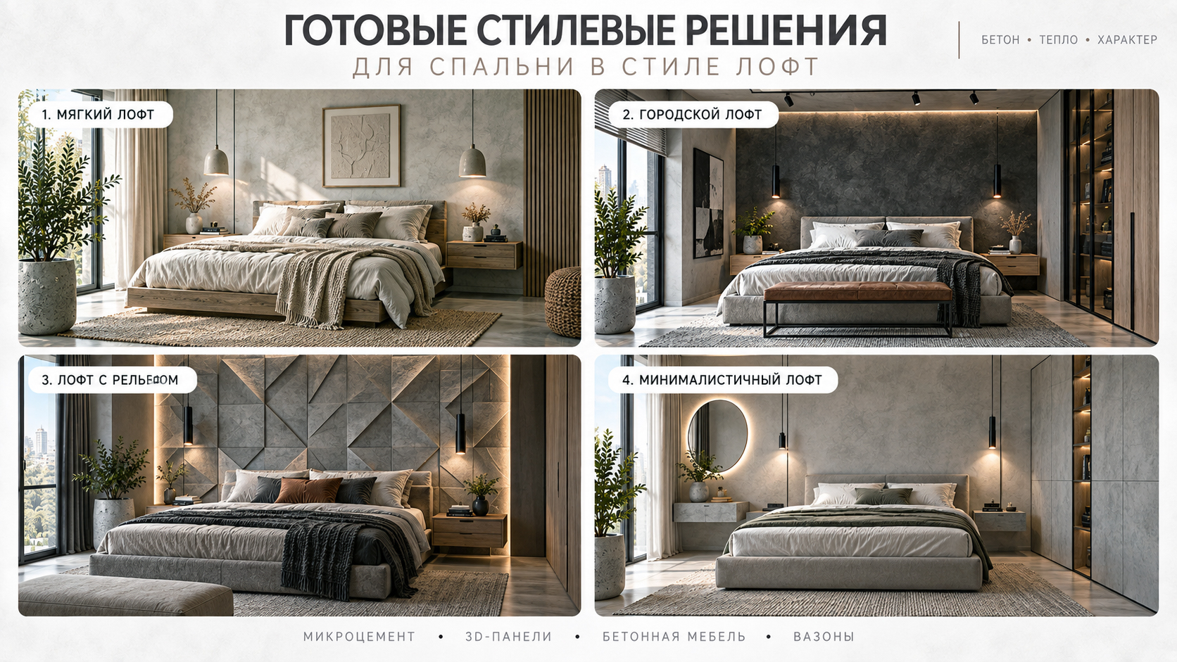 Особенности стиля лофт для спальни