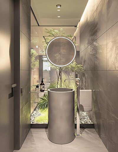 Большая напольная мойка из бетона Туба