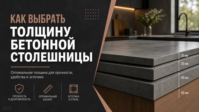 Как выбрать толщину бетонной столешницы