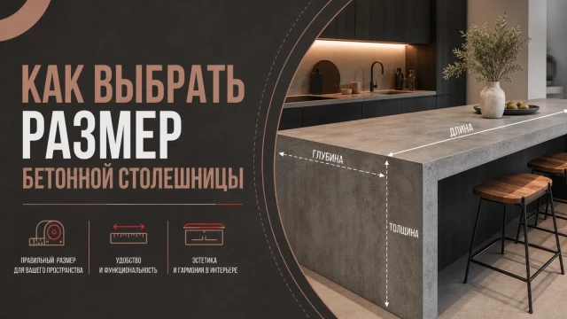 Как выбрать размер бетонной столешницы