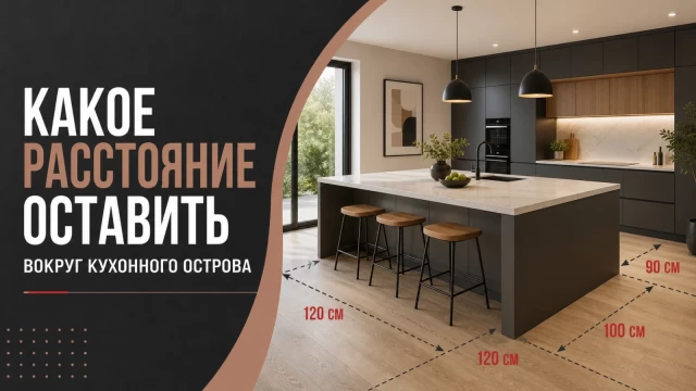 Какое расстояние оставить вокруг кухонного острова