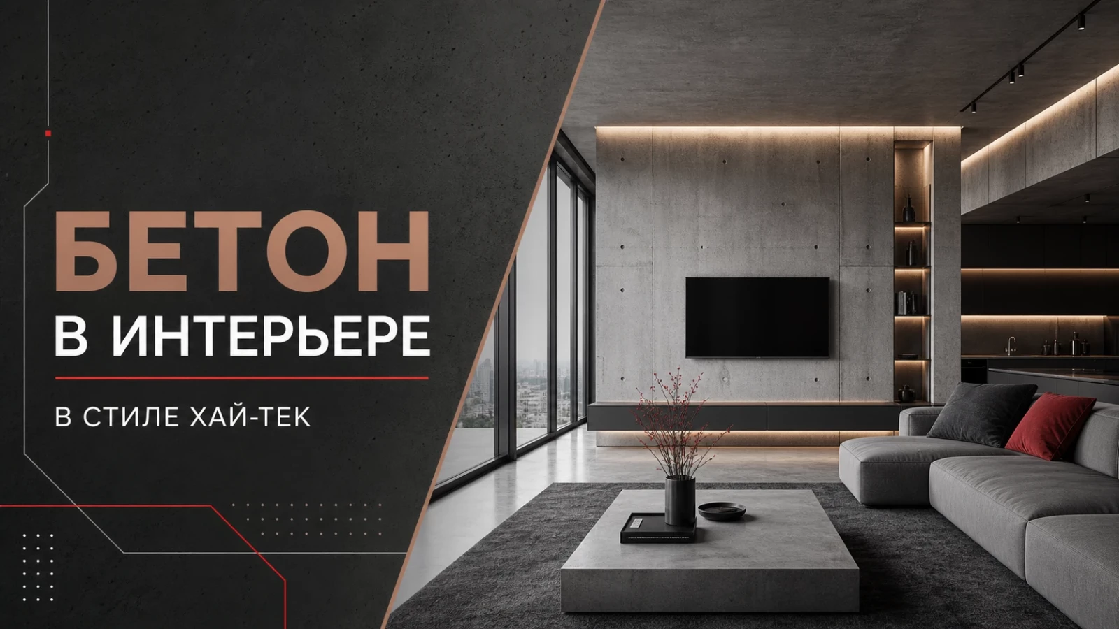 Бетон в интерьере в стиле хай-тек
