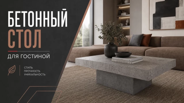 Бетонный стол для гостиной
