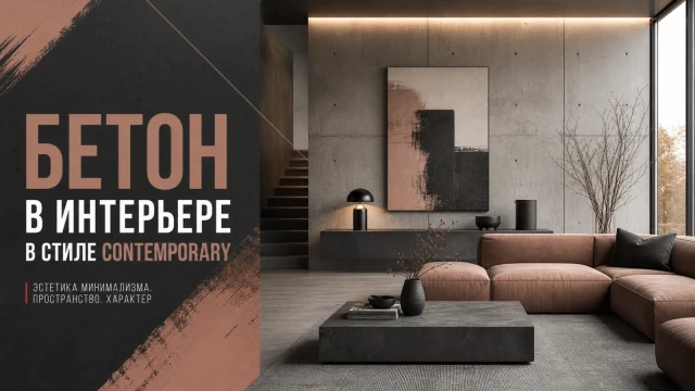 Бетон в интерьере в стиле contemporary