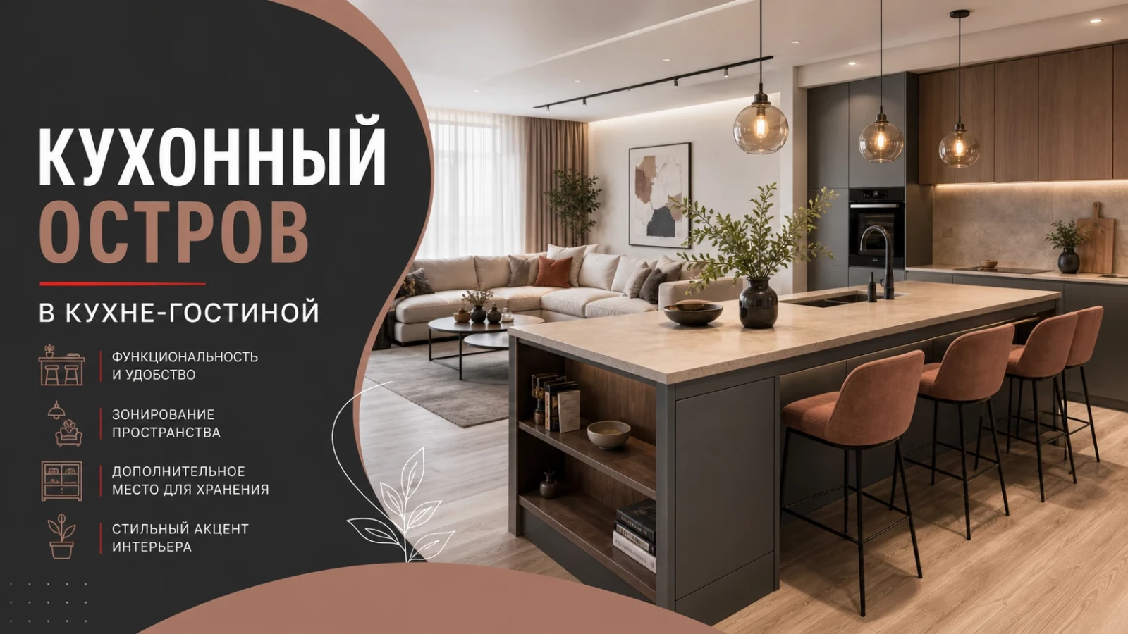 Кухонный остров в кухне-гостиной