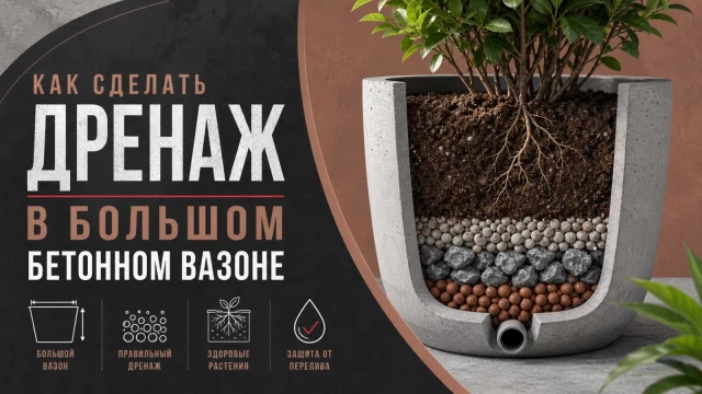 Как сделать дренаж в большом бетонном вазоне