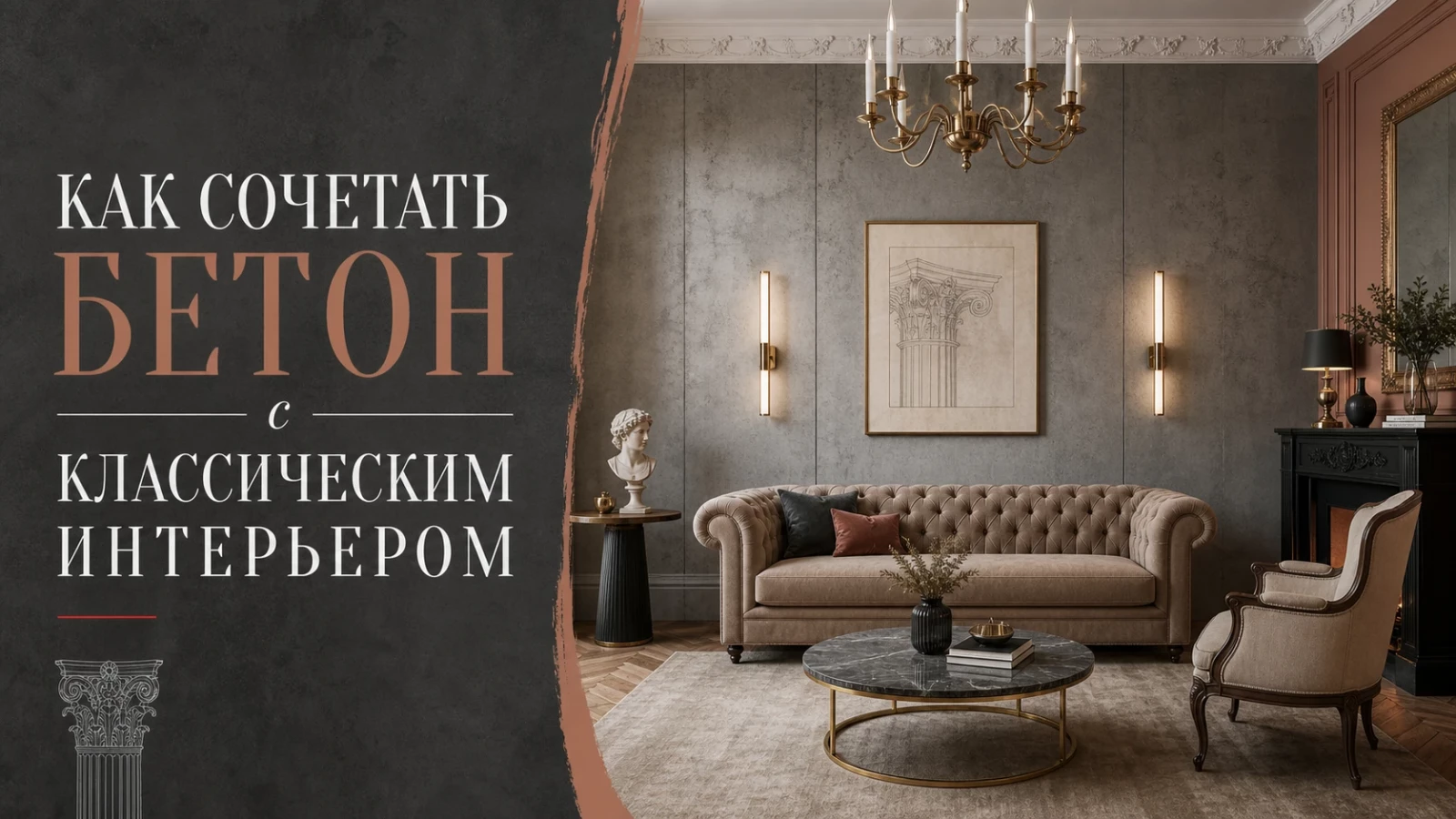 Как сочетать бетон с классическим интерьером