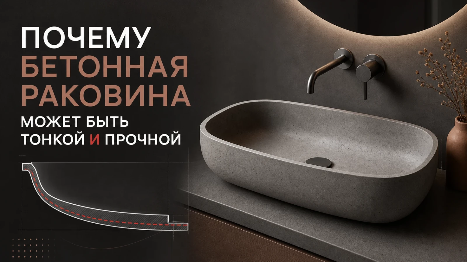 Почему бетонная раковина может быть тонкой и прочной