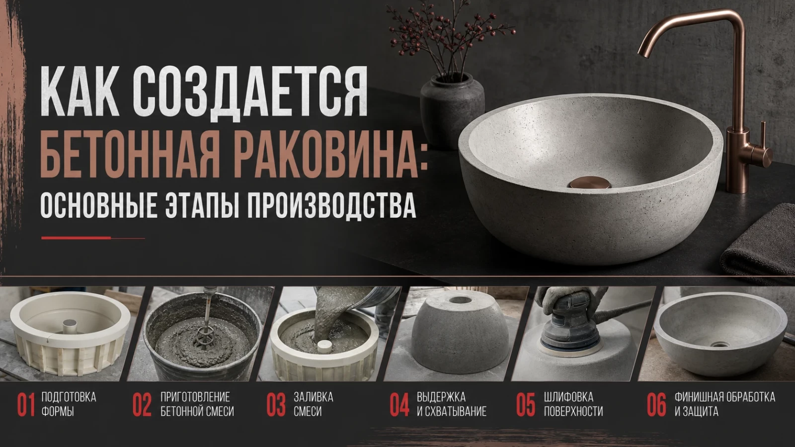 Как создается бетонная раковина: основные этапы производства