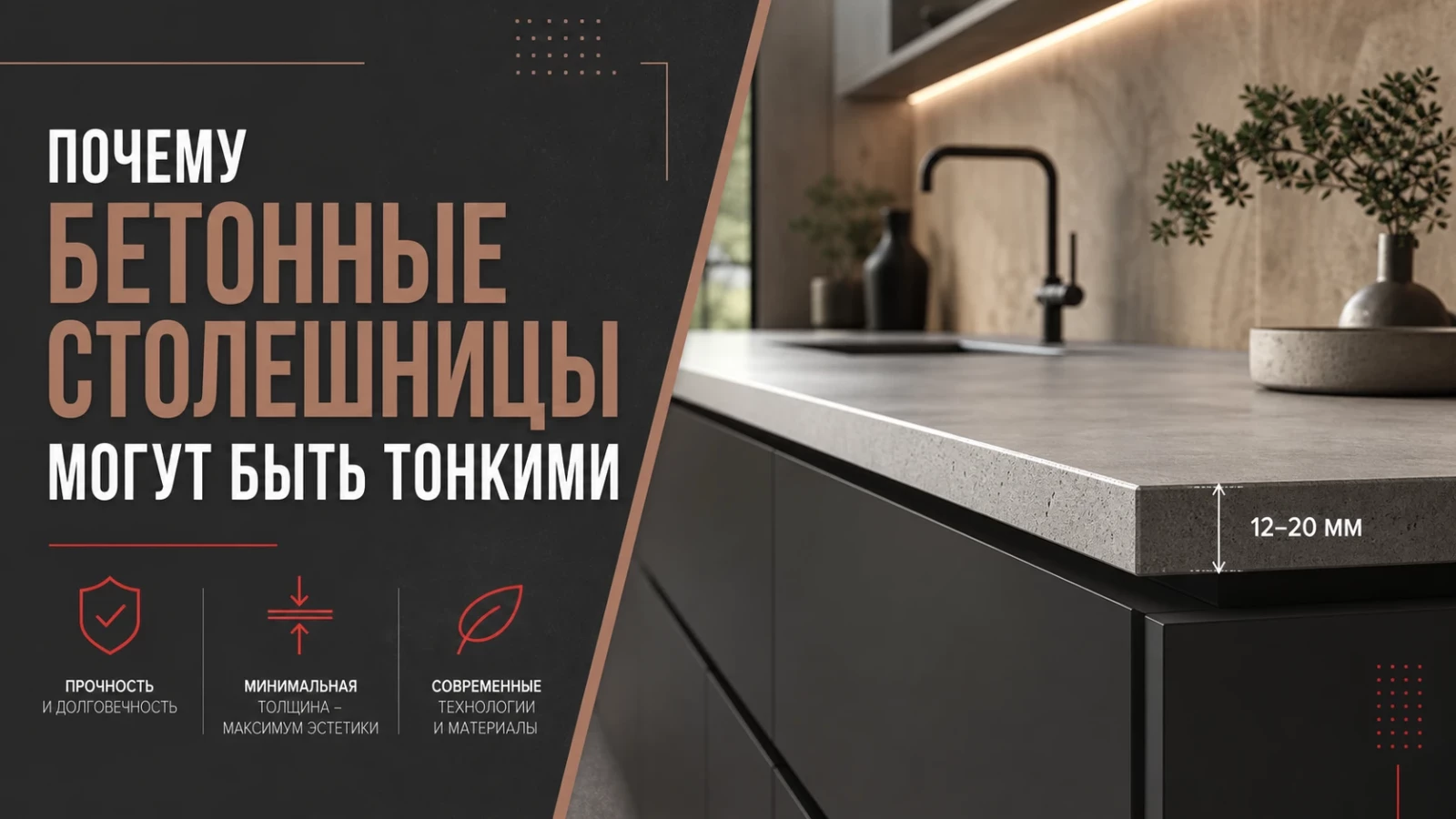 Почему бетонные столешницы могут быть тонкими