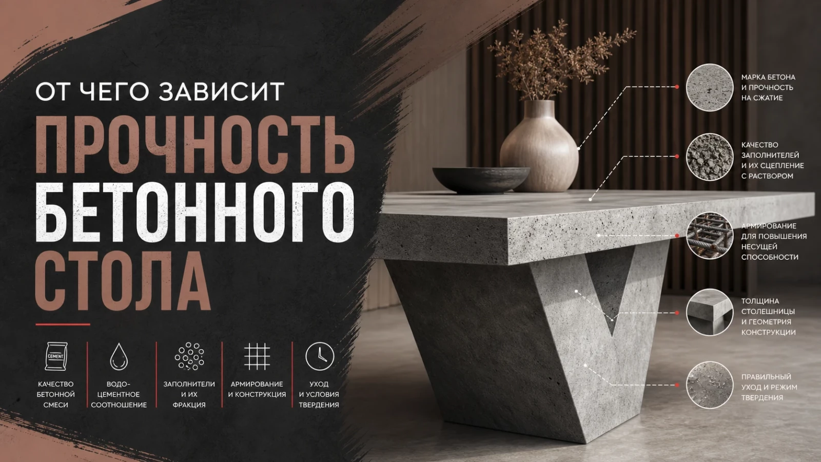 От чего зависит прочность бетонного стола
