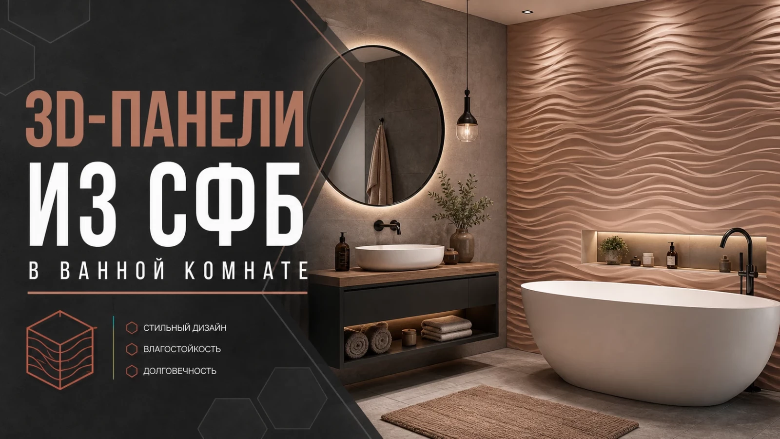 3D-панели из СФБ в ванной комнате