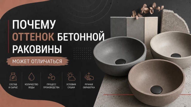 Почему оттенок бетонной раковины может отличаться