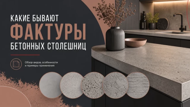 Какие бывают фактуры бетонных столешниц