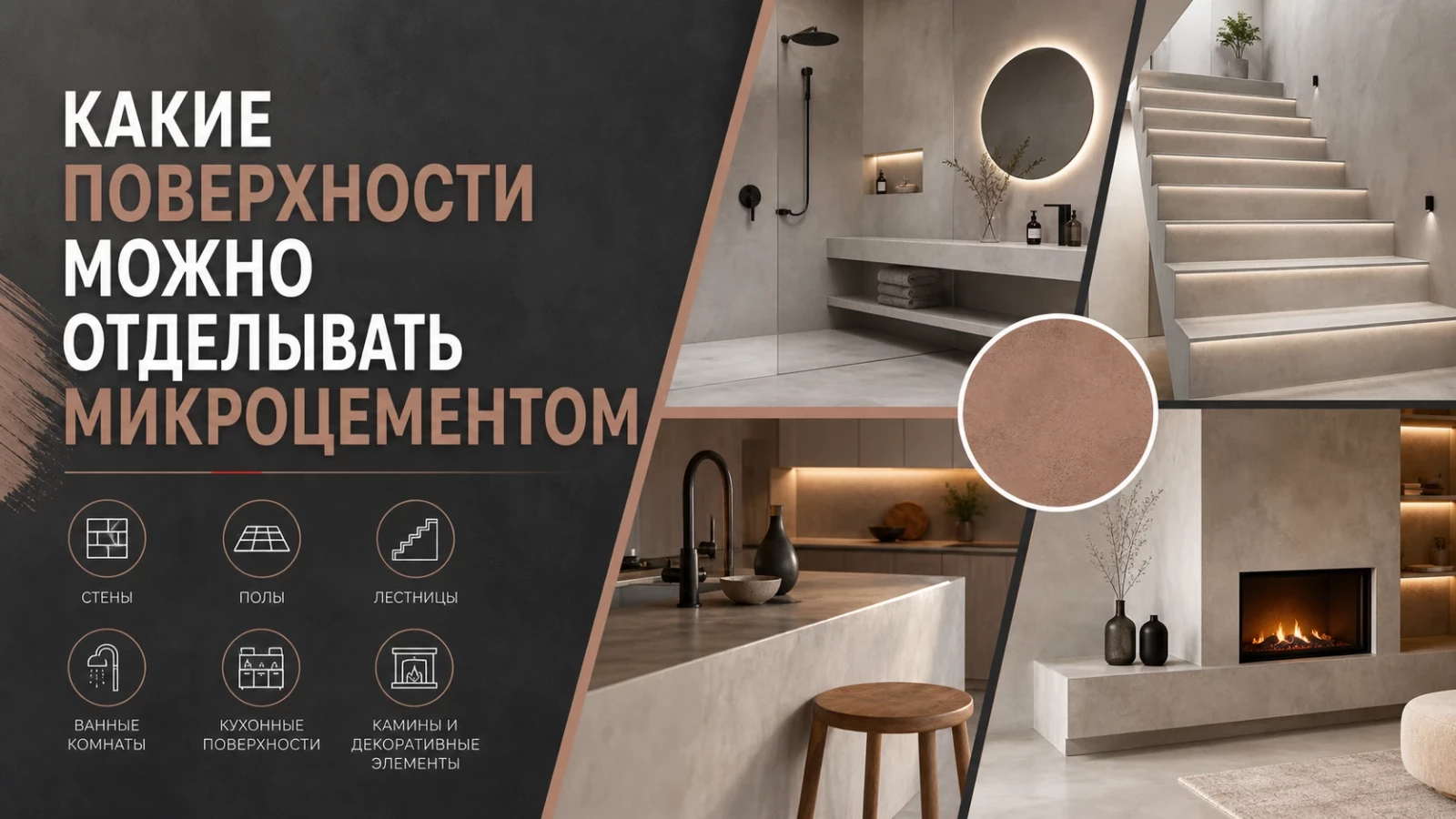 Какие поверхности можно отделывать микроцементом