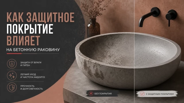 Как защитное покрытие влияет на бетонную раковину