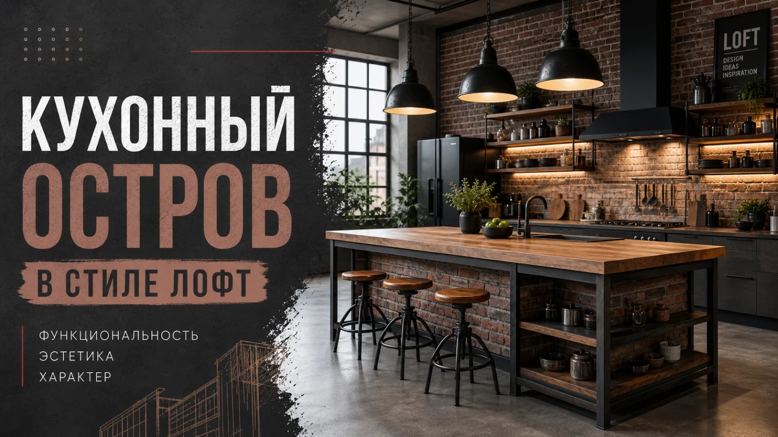 Кухонный остров в стиле лофт