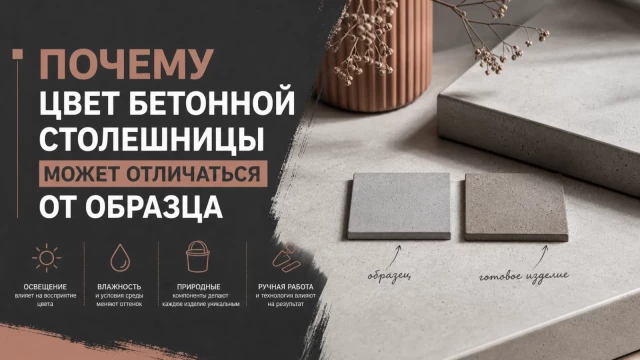 Почему цвет бетонной столешницы может отличаться от образца