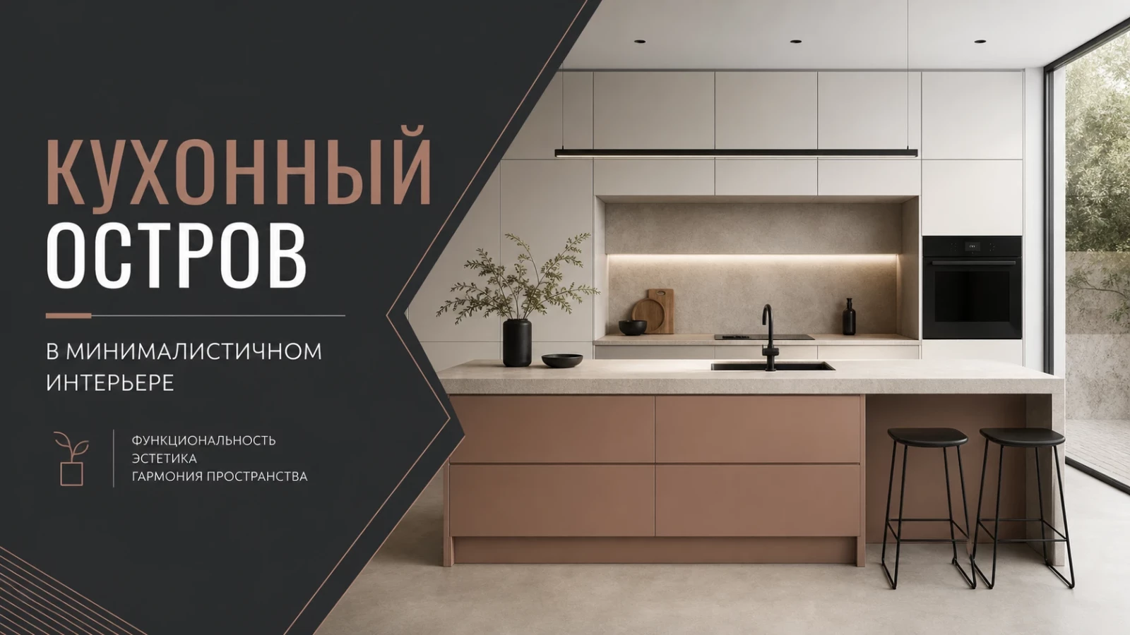 Кухонный остров в минималистичном интерьере