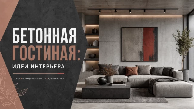 Бетонная гостиная: идеи интерьера