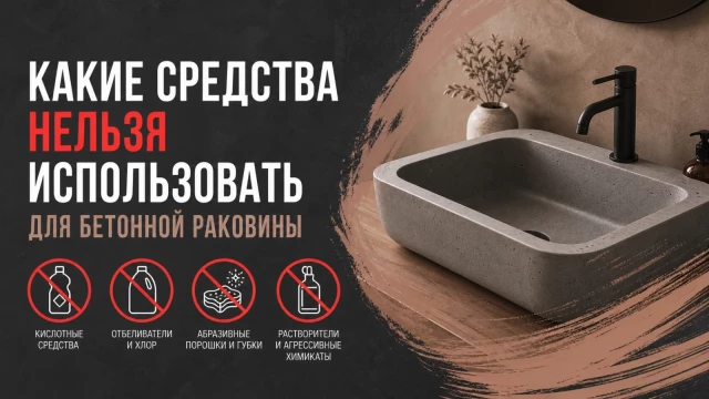 Какие средства нельзя использовать для бетонной раковины