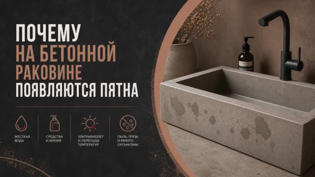 Почему на бетонной раковине появляются пятна