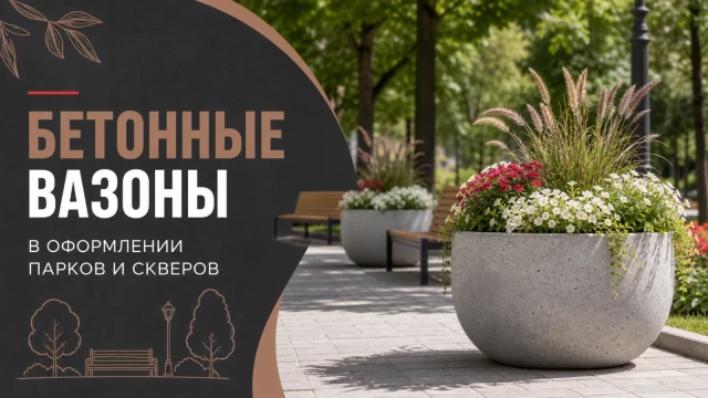 Бетонные вазоны в оформлении парков и скверов