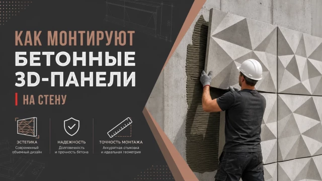 Как монтируют бетонные 3D-панели на стену
