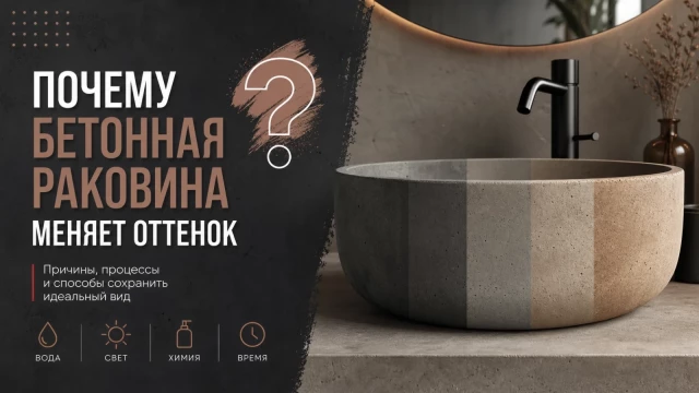 Почему бетонная раковина меняет оттенок