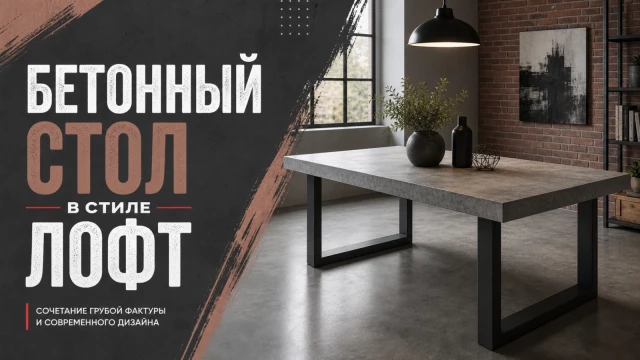 Бетонный стол в стиле лофт