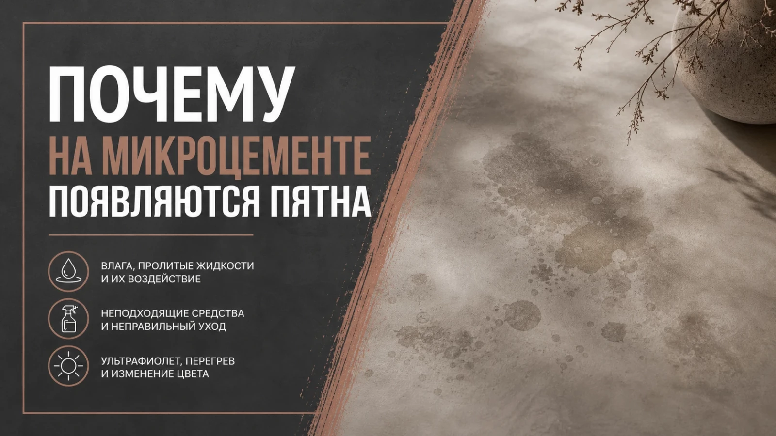 Почему на микроцементе появляются пятна