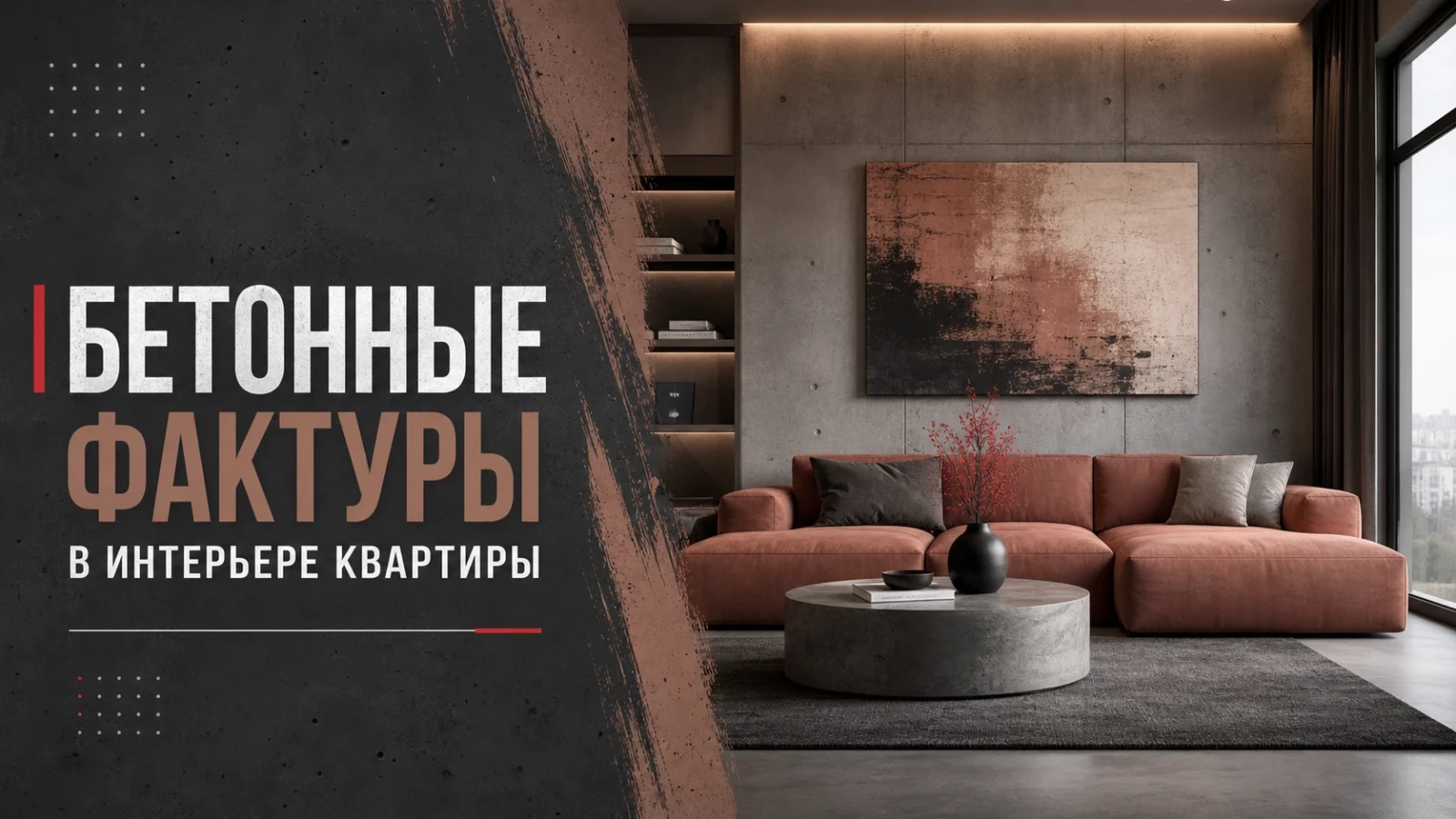 Бетонные фактуры в интерьере квартиры