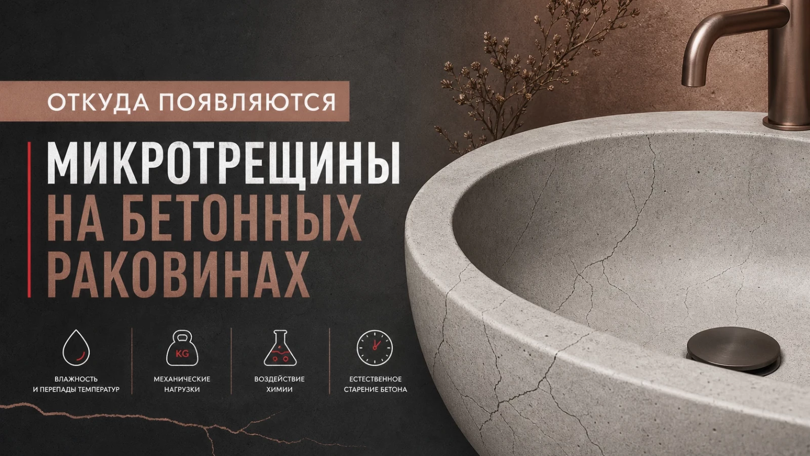 Откуда появляются микротрещины на бетонных раковинах