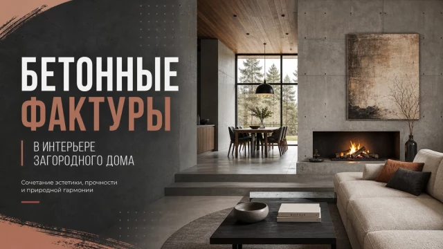 Бетонные фактуры в интерьере загородного дома