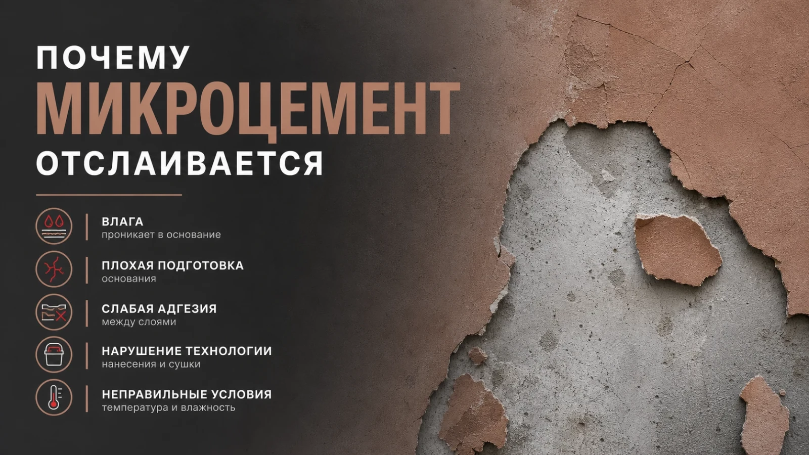Почему микроцемент отслаивается