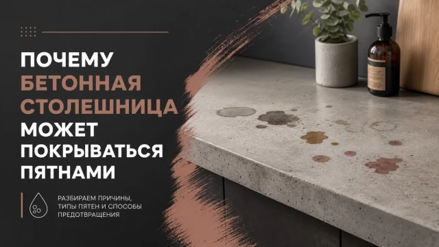 Почему бетонная столешница может покрываться пятнами
