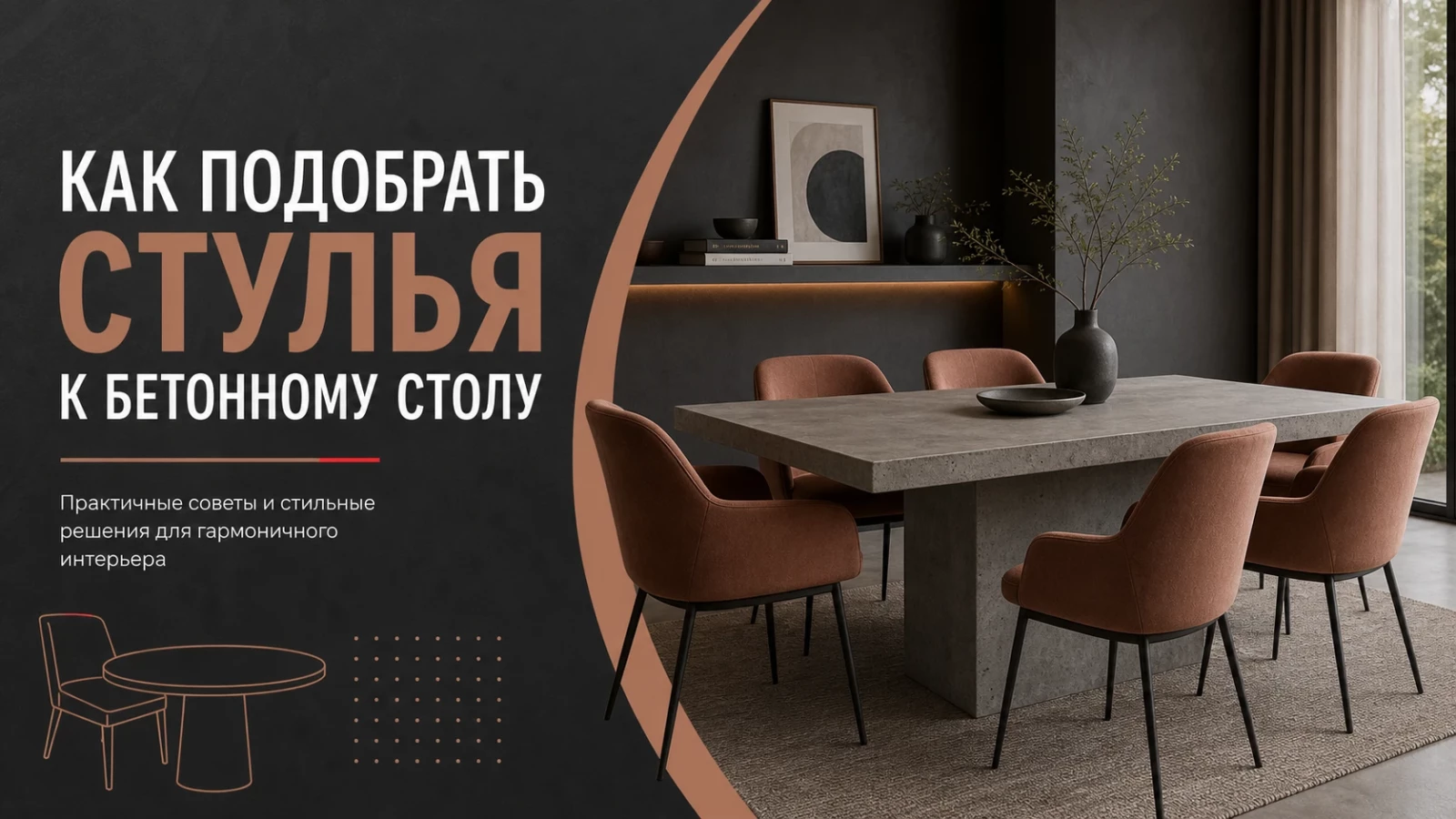 Как подобрать стулья к бетонному столу