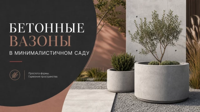 Бетонные вазоны в минималистичном саду