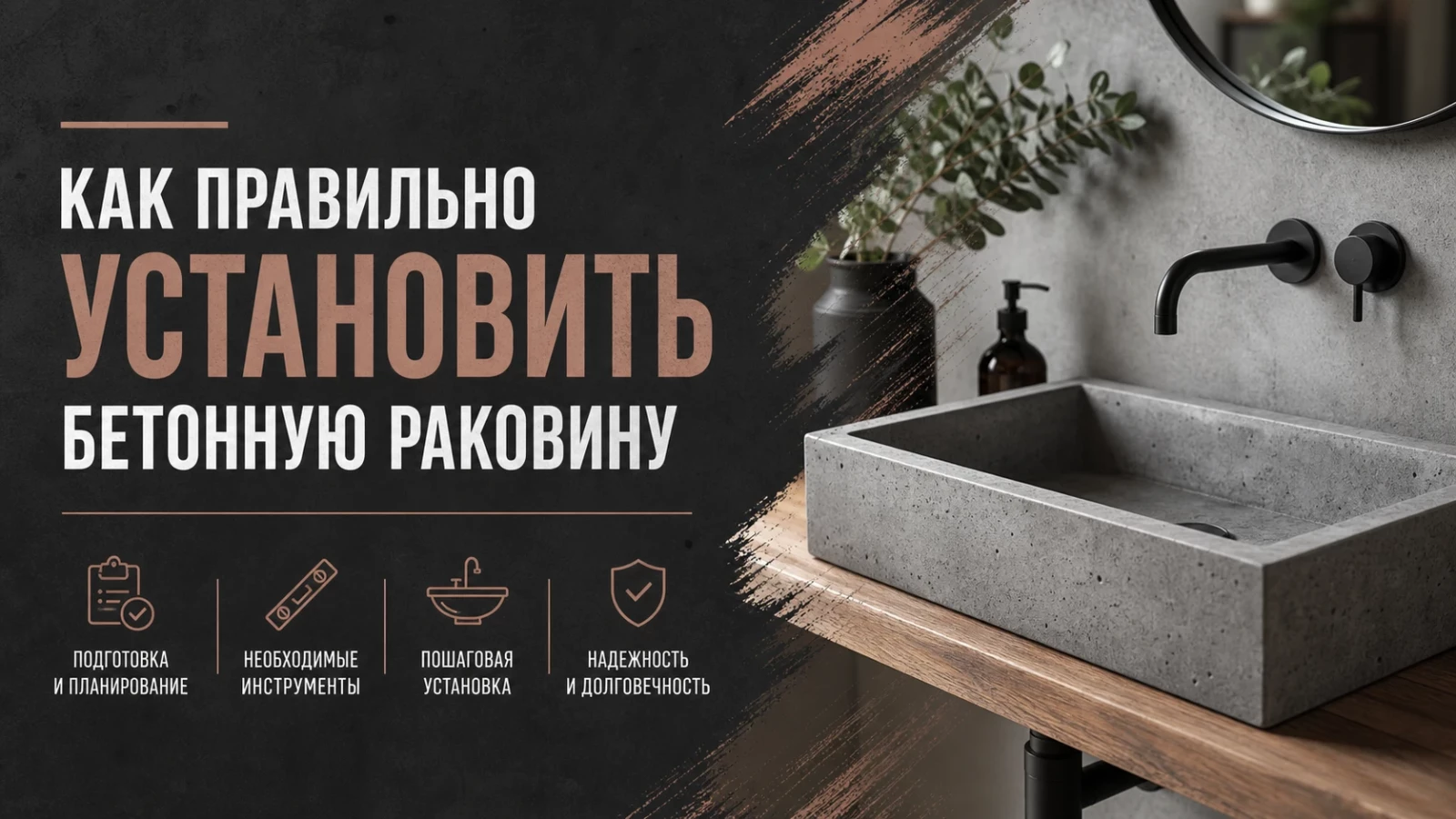 Как правильно установить бетонную раковину