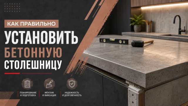 Как правильно установить бетонную столешницу