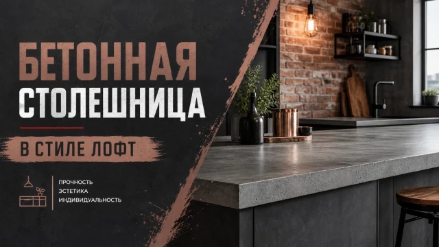 Бетонная столешница в стиле лофт