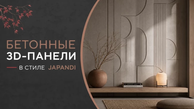 Бетонные 3D-панели в стиле Japandi