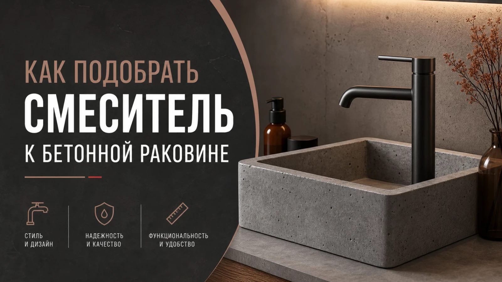 Как подобрать смеситель к бетонной раковине