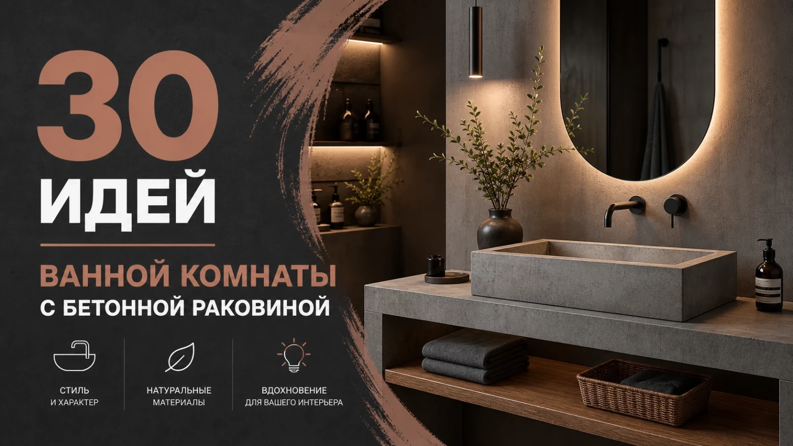 30 идей ванной комнаты с бетонной раковиной