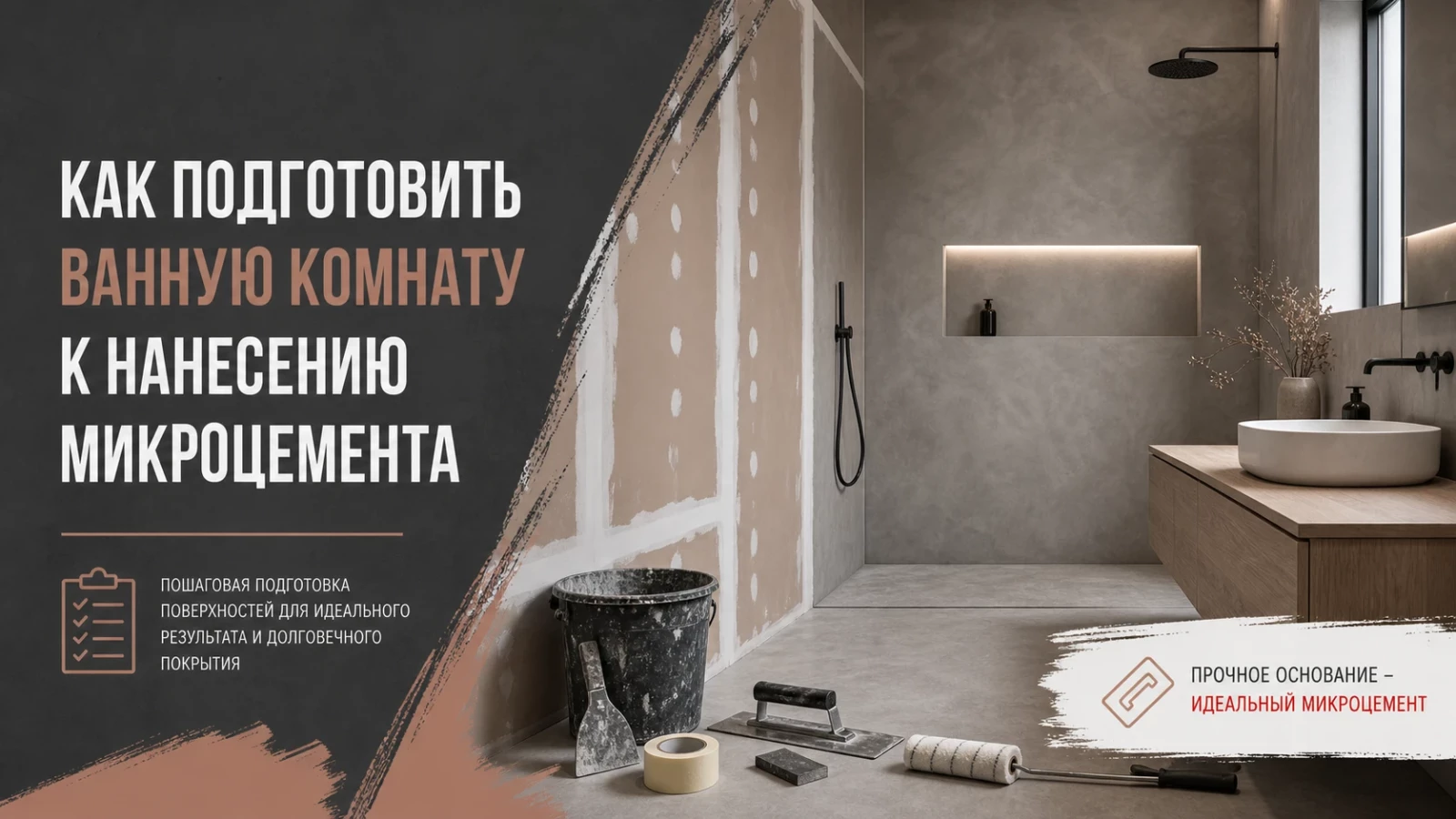 Как подготовить ванную комнату к нанесению микроцемента