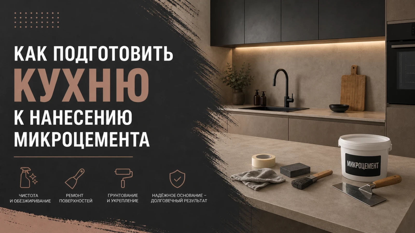 Как подготовить кухню к нанесению микроцемента