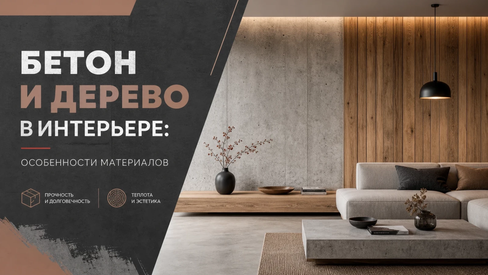 Бетон и дерево в интерьере: особенности материалов