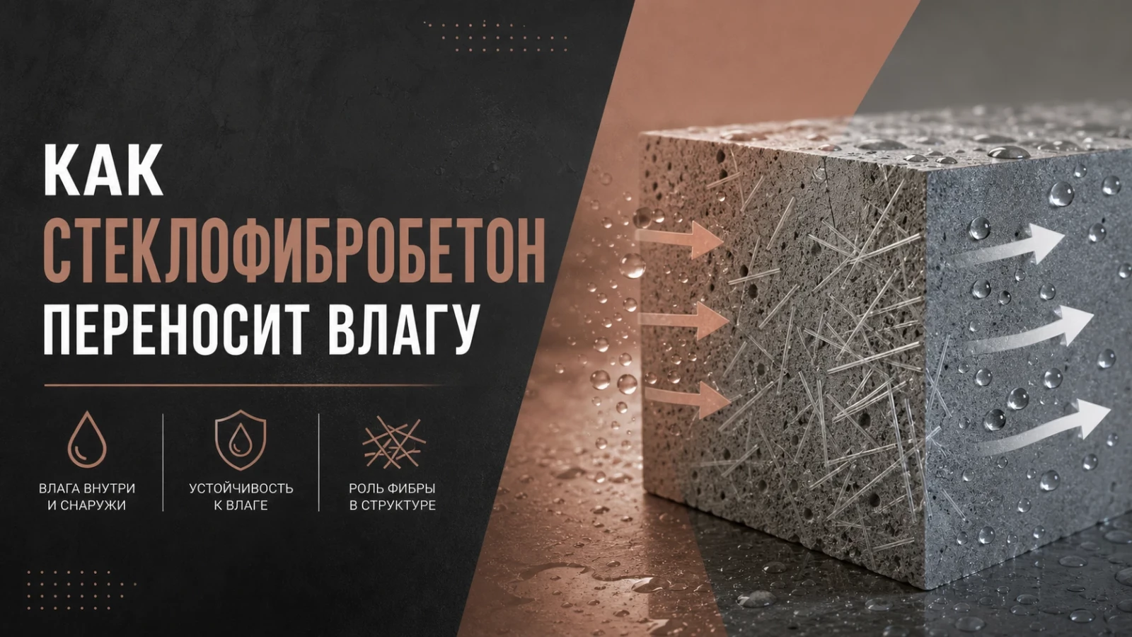 Как стеклофибробетон переносит влагу