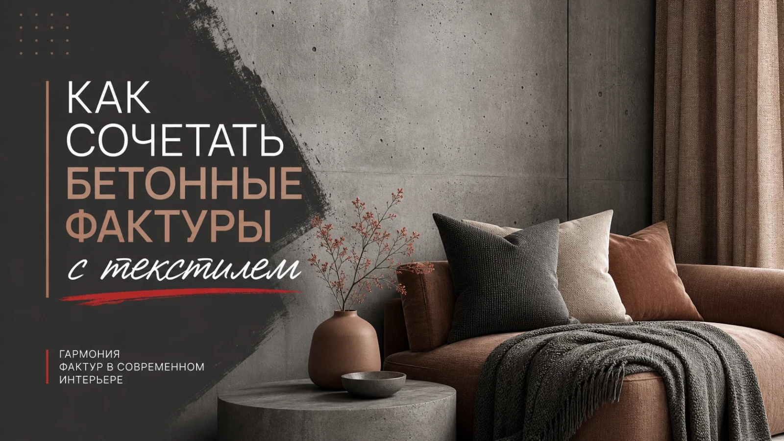 Как сочетать бетонные фактуры с текстилем